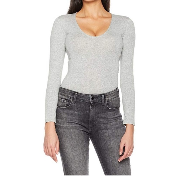 💜Long Sleeve Bodycon Grey Bodysuit - Picture 7 of 8